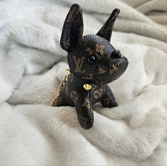 Designer Inspired Leather Bulldog Bag Charm - Picture 3 of 4